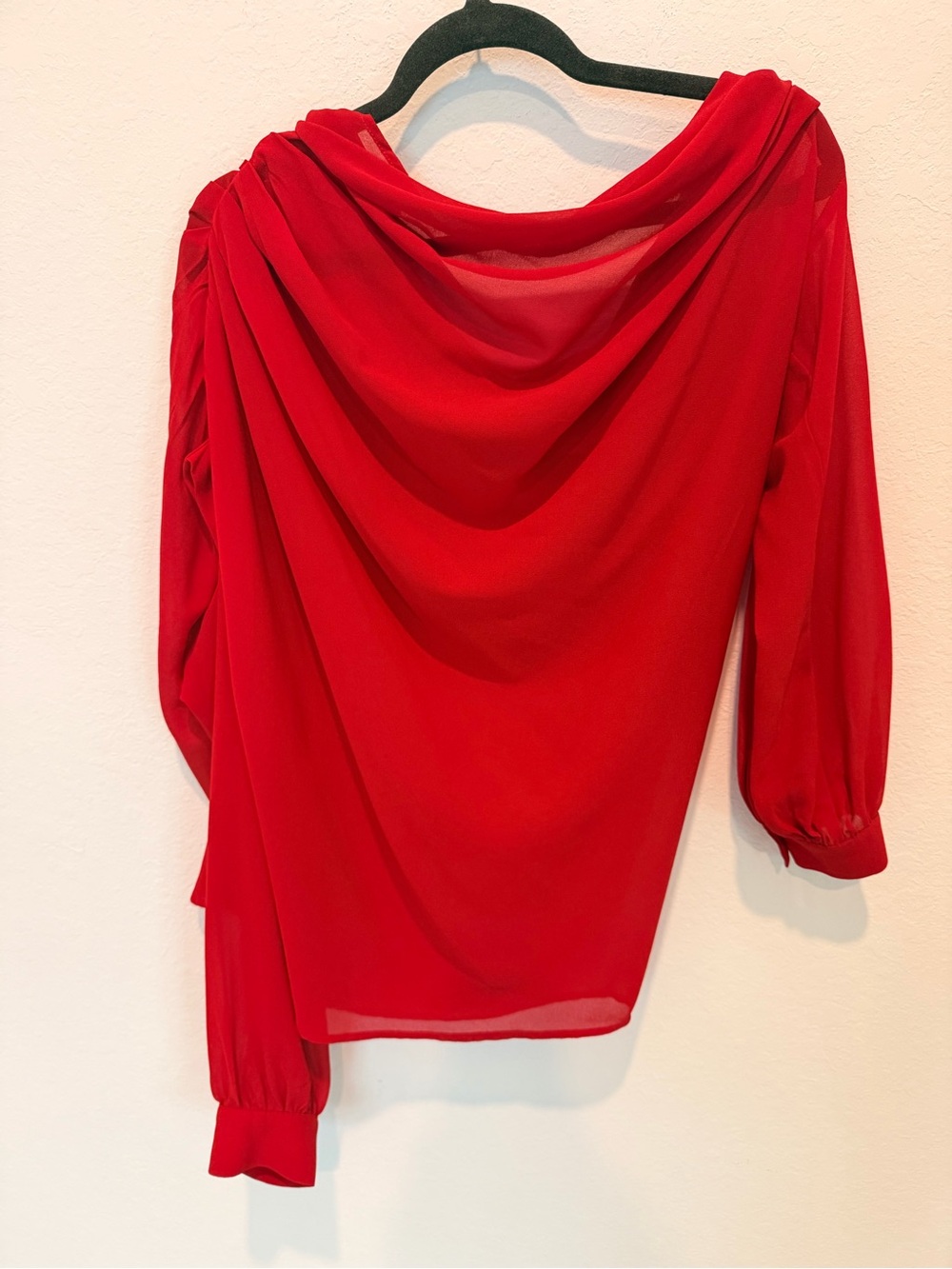 Commense Red Off-Shoulder Draped Blouse - Picture 6 of 9